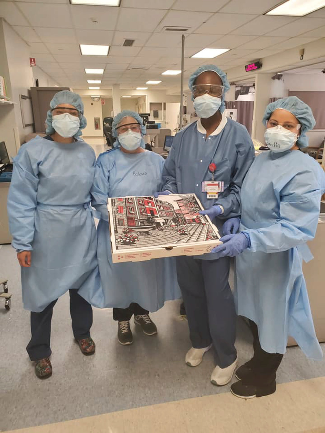 Valley Streamer Kevin Aburto had pizza delivered to the doctors and nurses at the intensive care unit at LIJ Valley Stream with funds that he raised on GoFundMe.