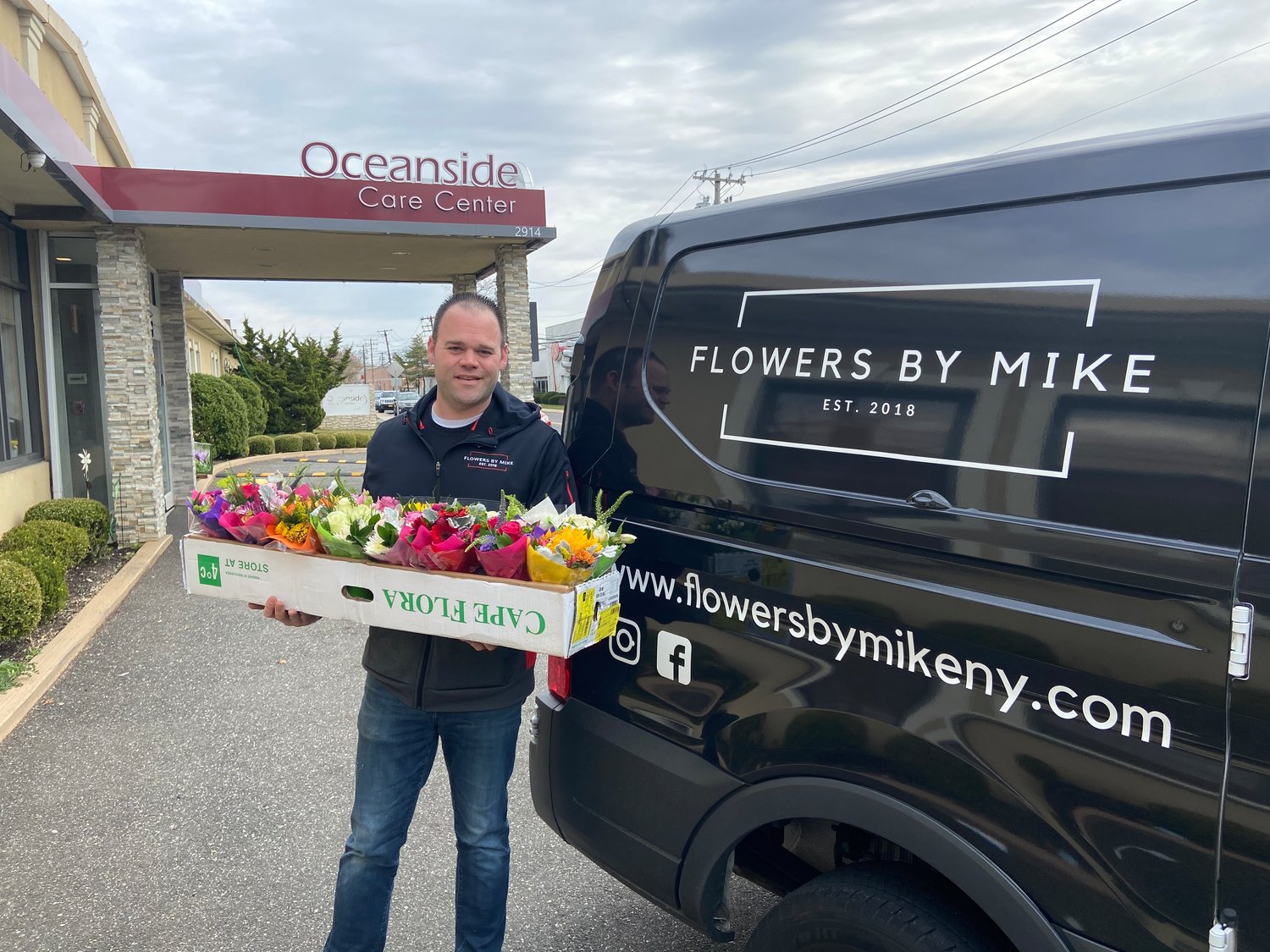 Flowers by Mike owner Mike Graham donated arrangements throughout the neighborhood, including at the Oceanside Care Center, after having to shutdown his businesses as of March 22 because of the coronavirus