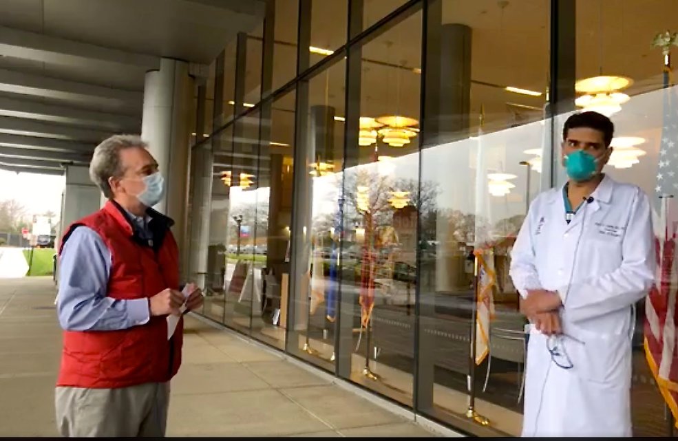 Dr. Rajiv Datta, chief of surgery at Mount Sinai South Nassau hospital in Oceanside, and Joe Calderone, senior vice president for corporate communications, held a Facebook Live session in front of the hospital Thursday to let the public know trauma and emergency surgeries are still be performing at MSSN.