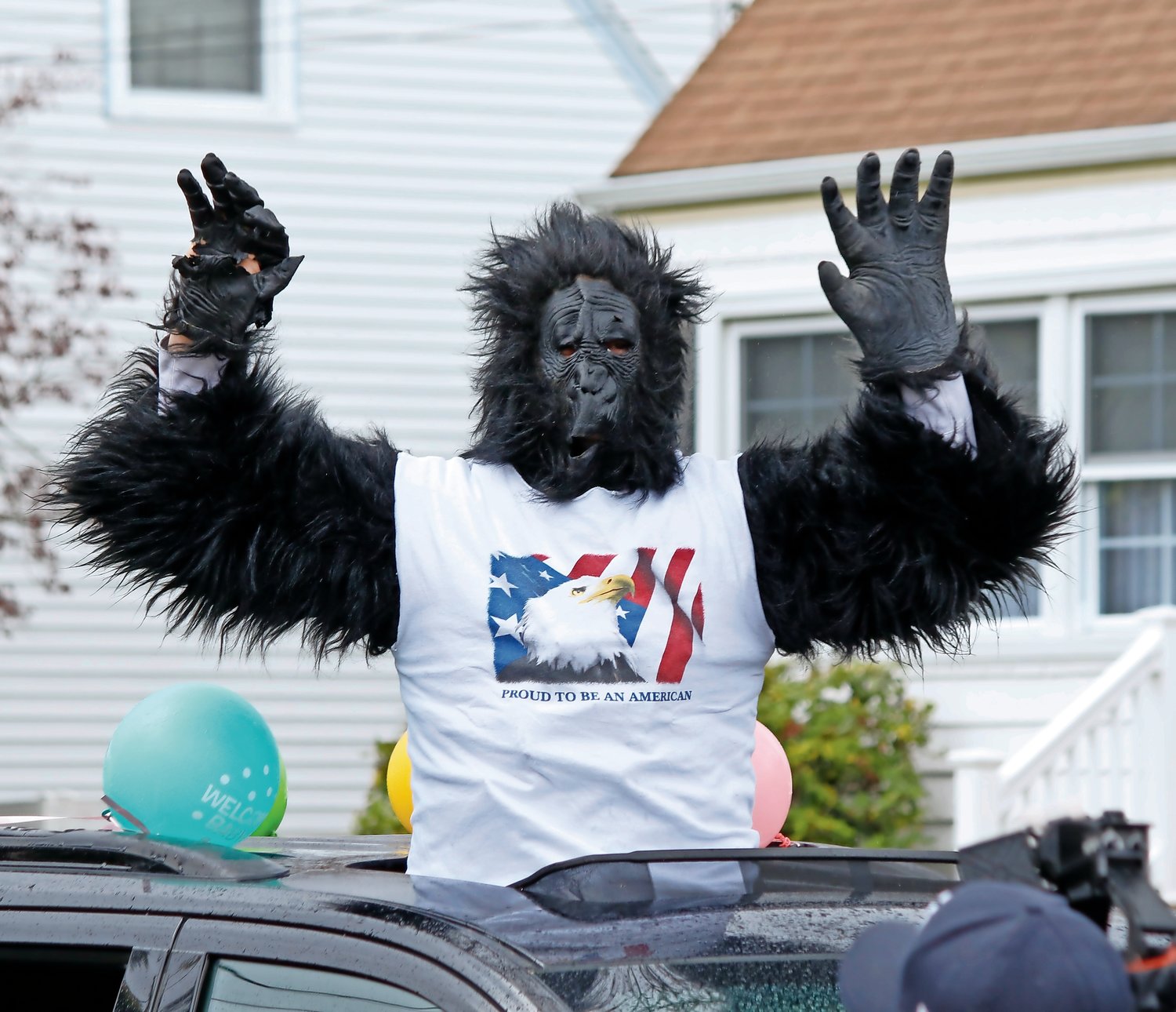 Even a gorilla joined in the parade and gift giving.