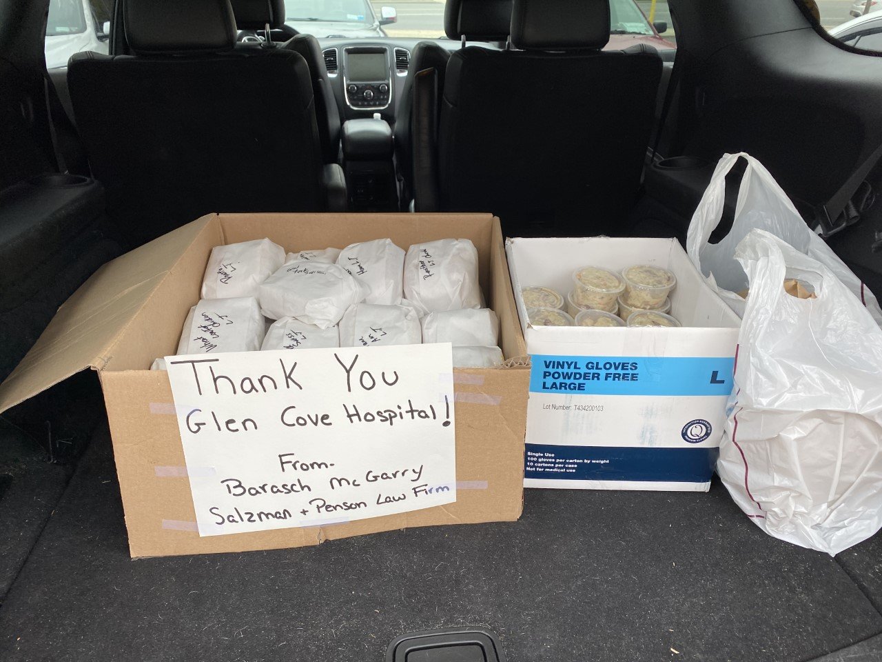 Lunches were donated by the Barasch McGarry Law Firm to Glen Cove Hospital on April 26.