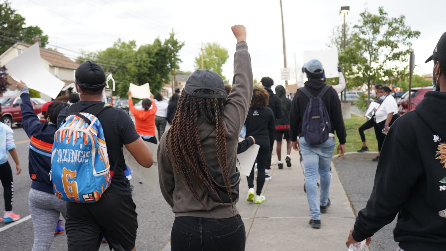The protestors marched from the corner of Dutch Broadway and Elmont Road to Valley Stream State Park.