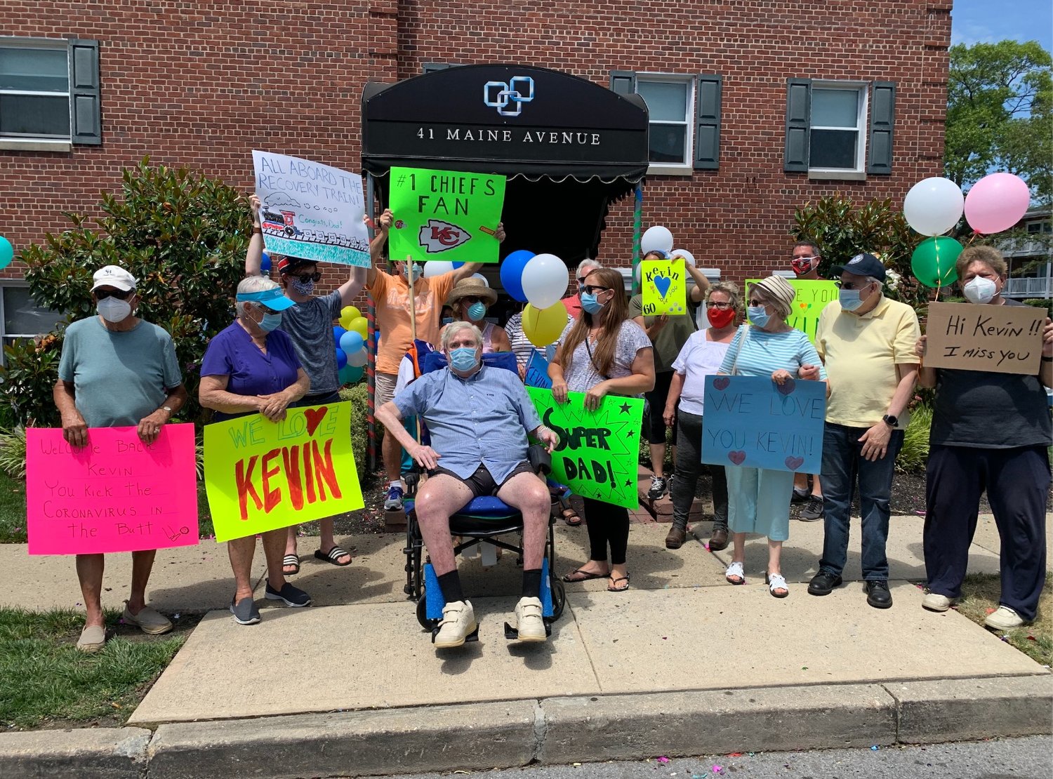 A celebration was held at The Grand Pavilion on June 24 in honor of the 60th patient to recover from Covid-19. Kevin McCay, center, was the 60th patient to recover from the disease.