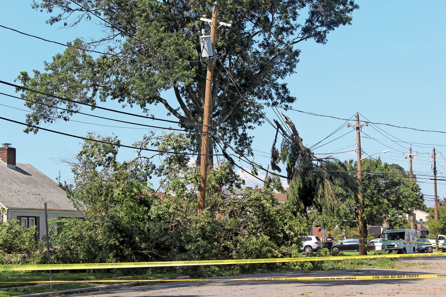 Fallen trees caused power outages throughout Franklin Square and Elmont.