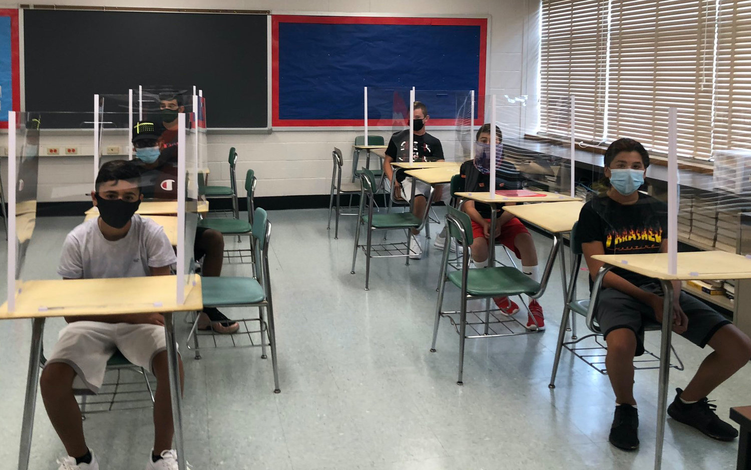 Before the first day of school, rising seventh graders visited Kennedy for freshman orientation. The students sat at every other desk to stay socially distant.
