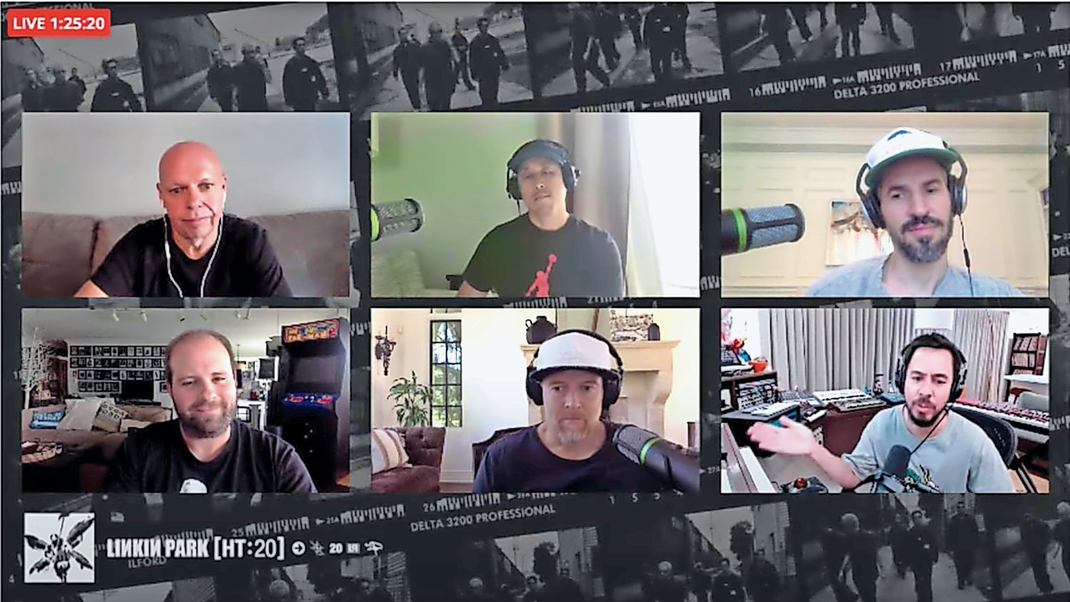 Paltrowitz, bottom left above, recently interviewed radio host Matt Pinfield and members of Linkin Park for his podcast.