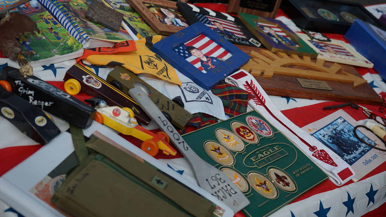 Each Eagle Scout gathered memorabilia from their time in the scouts.