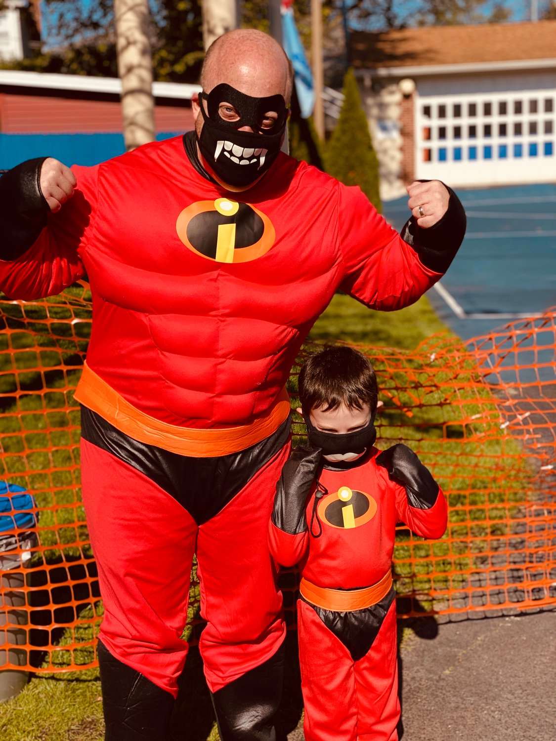 Dad Walter Leupp and his son Sean Leupp came prepared with matching costumes.