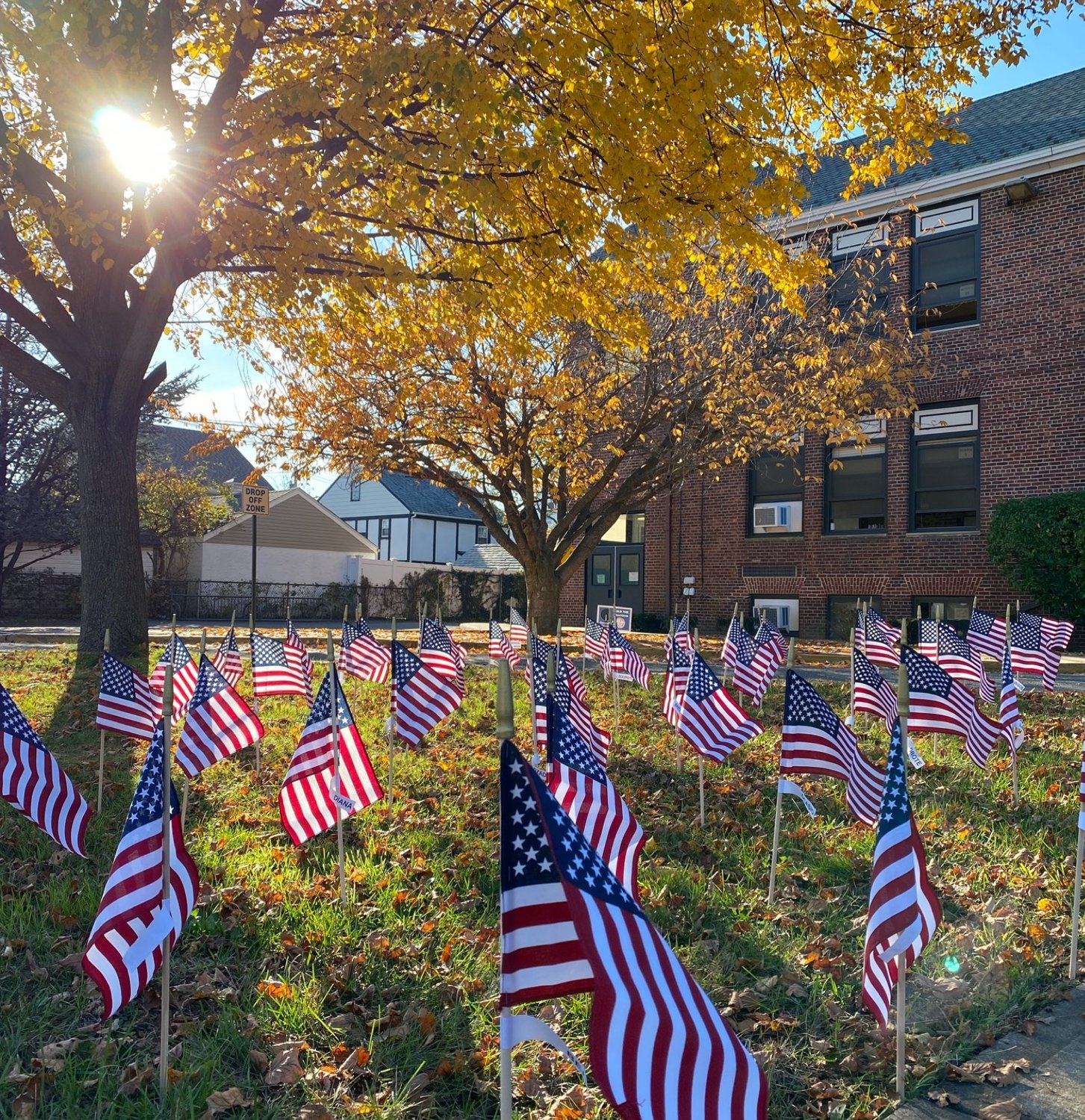 Flags lined the school’s lawn as part of the many Veterans Day activities the school district took part in to salute servicemen and women.