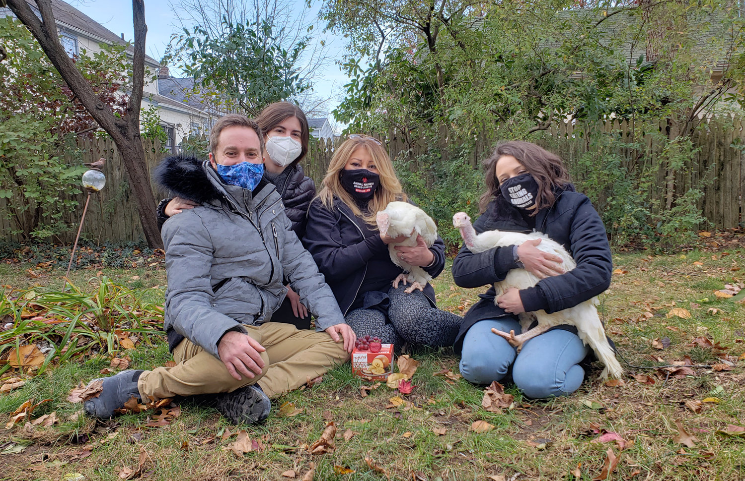 Animal rights activists John Di Leonardo, left, his wife, Juliana, Rachel Levy Ejsmont and Victoria Lagardera took part in a pre-“ThanksVegan” feast on Nov. 19.