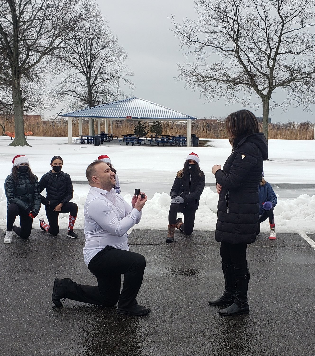 After the flash mob ended, Styron popped the question.