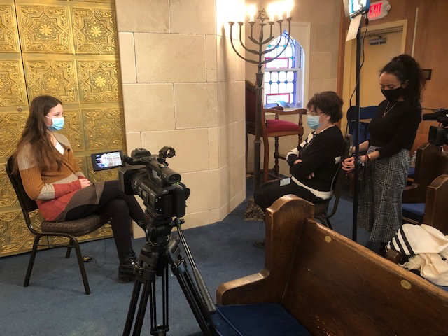 Ava Lithgow learned how to use a video camera in preparation for the making of a documentary on the Holocaust. LBHS students will show the film at end of the school year.