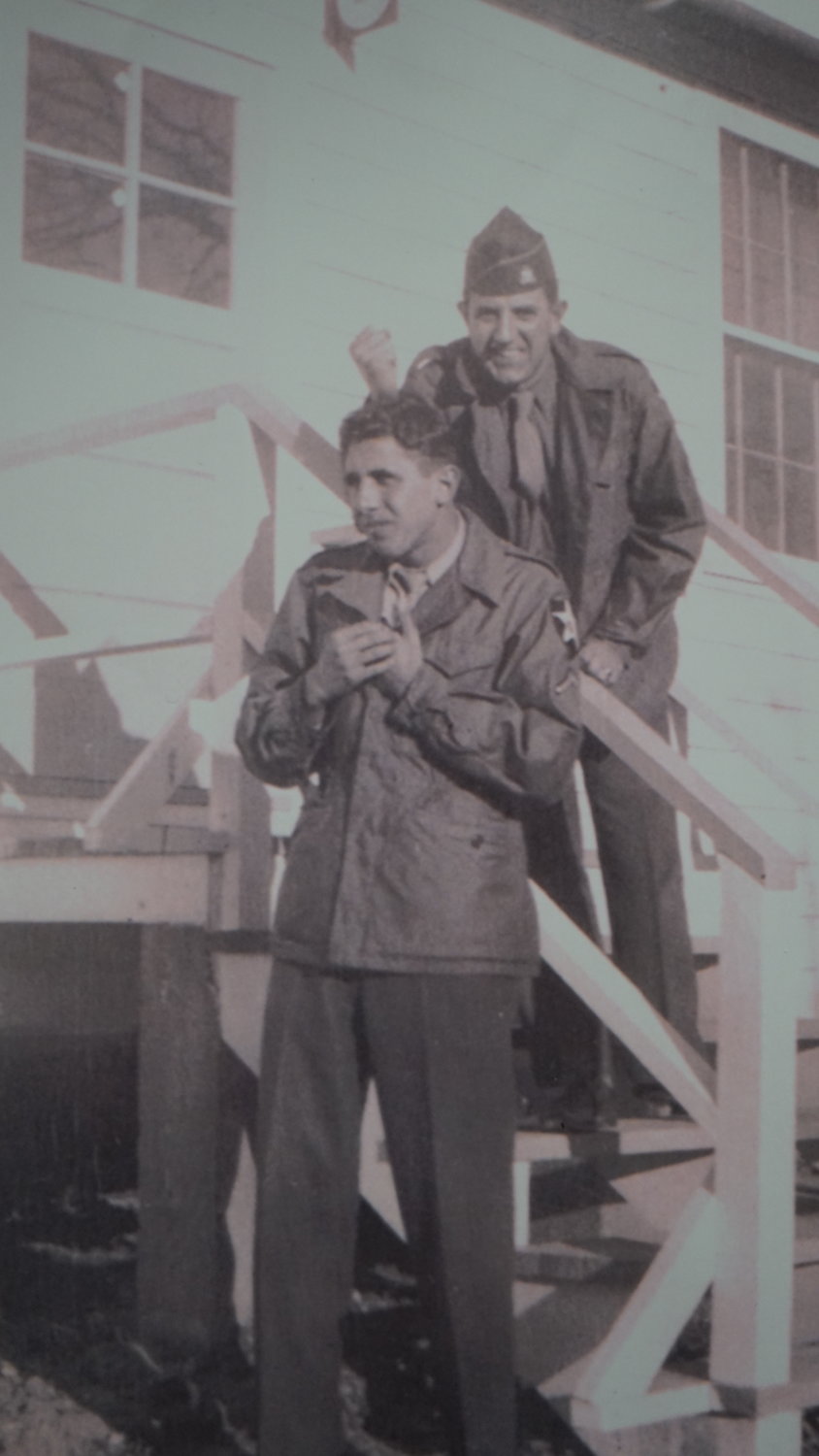 Palermo, left, in 1945. He was the last living World War II veteran in Valley Stream known to have taken part in the D-Day invasion.