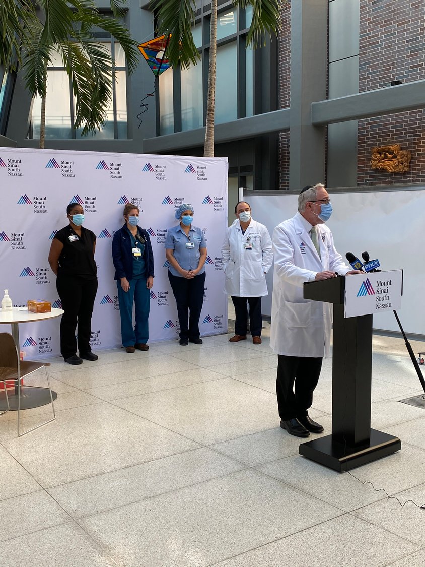 Dr. Aaron Glatt, chairman of the Department of Medicine and chief of infectious diseases at Mount Sinai South Nassau hospital in Oceanside, spoke about the Covid-19 vaccine on Facebook Live.
