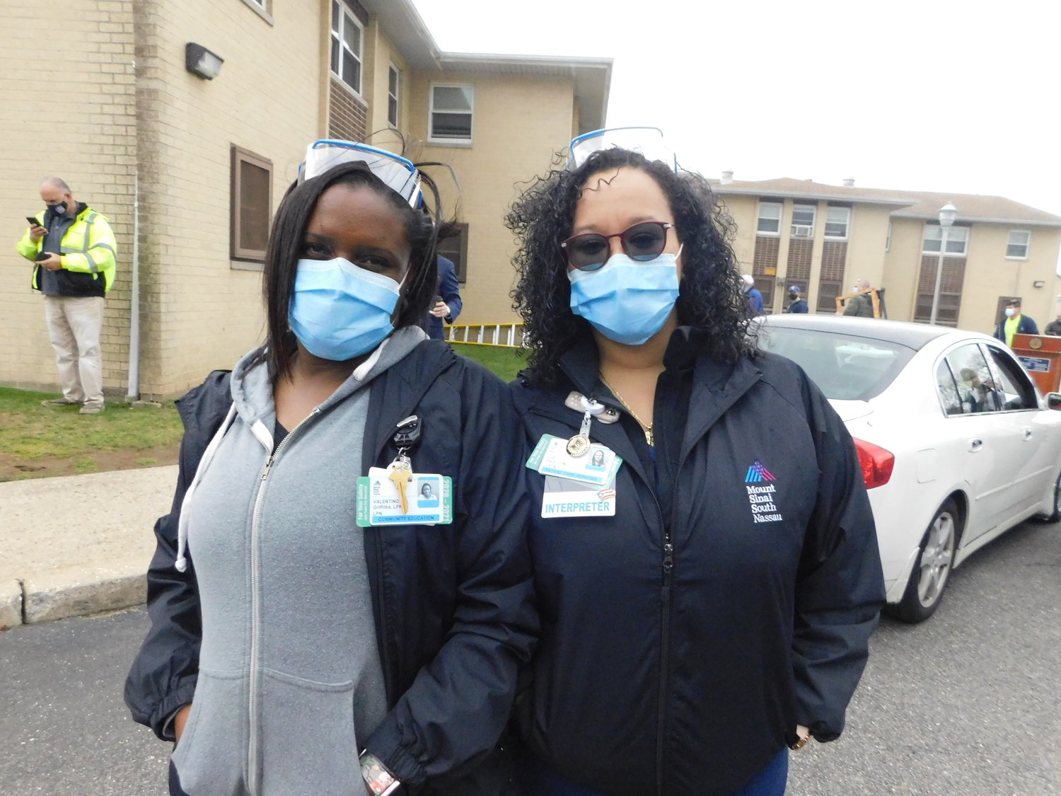 Mount Sinai South Nassau nurses Valentina Griffiths and Luz Otero, two of the five official vaccinators assigned to the mobile unit.