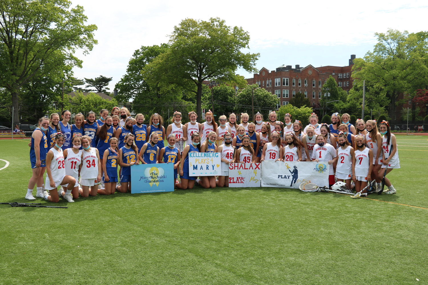 The Sacred Heart Academy and Kellenberg Memorial junior varsity lacrosse teams celebrated Mary Ruchalski’s life after their game.