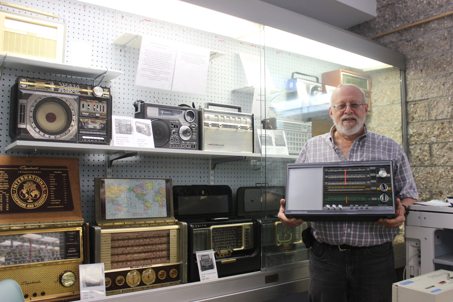 Michael Katz, 69, of Seaford, is a vintage radio collector who has part of his collection on display at the Wantagh Public Library until Saturday.