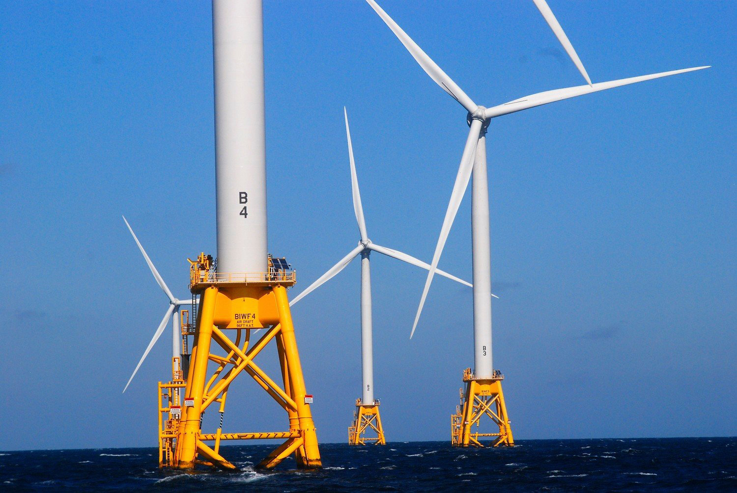 The U.S. Bureau of Ocean Energy Management held a hearing last week on an oceanic wind farm proposed for the waters south of Long Beach and Jones Beach. Above, a view of the nation’s first offshore wind farm in Rhode Island.