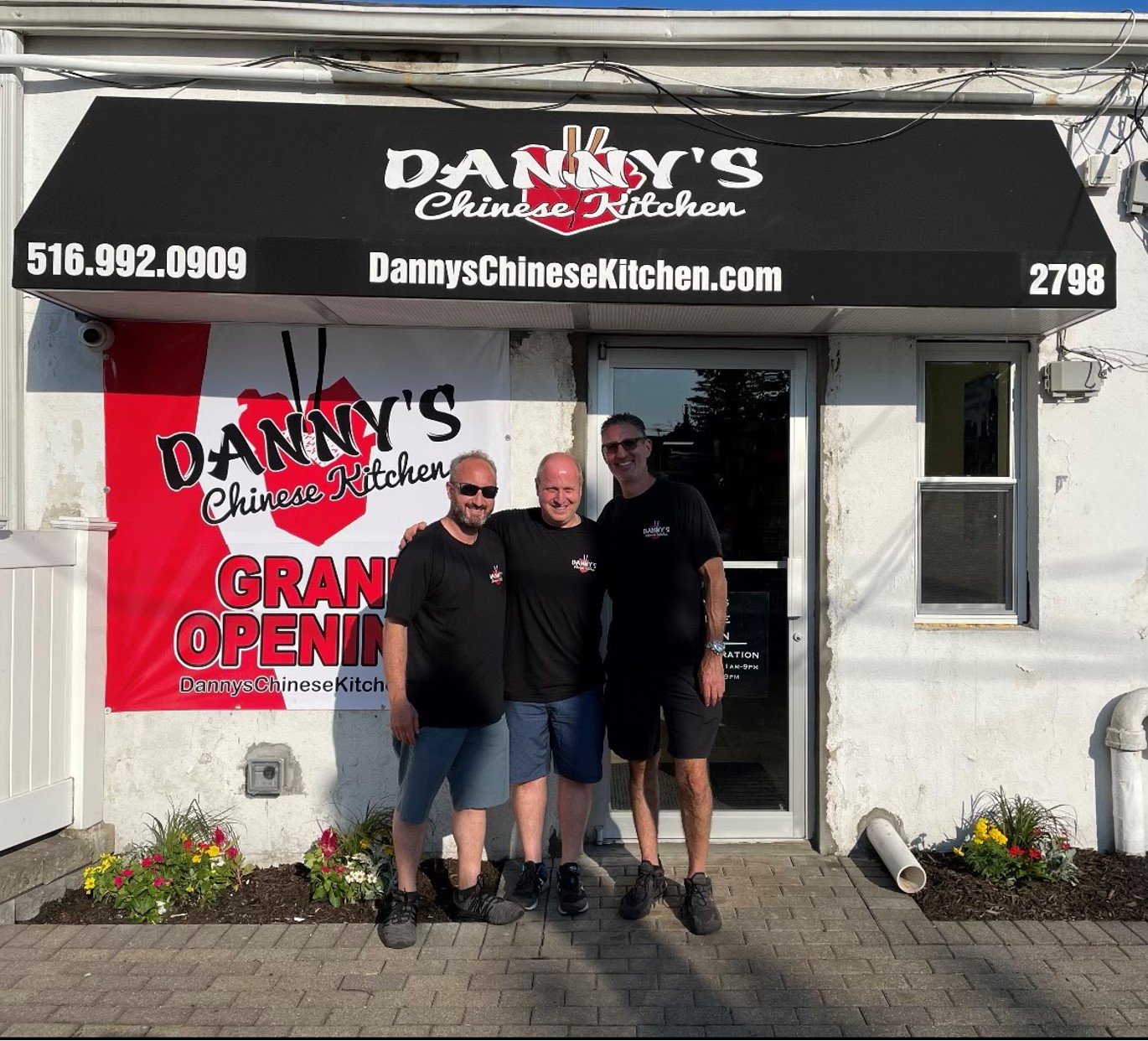 Danny and David Antin with new business partner Randy Klein in front of their new Oceanside location for Danny’s Chinese Kitchen.