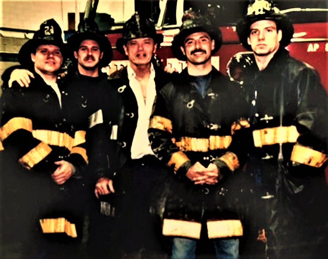 Four Higgins brothers and their father were New York City firefighters. From left were Joe, Tim, Capt. Eddie Higgins, Mike and Bob.