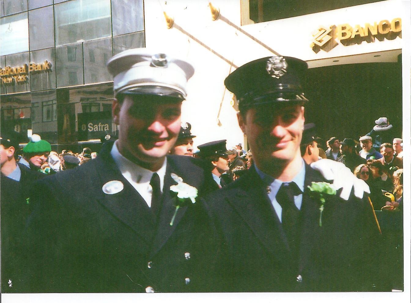 Brothers Timothy and Thomas Haskell, Seaford High School alumni, at a parade in March 2001. Both died that Sept. 11.