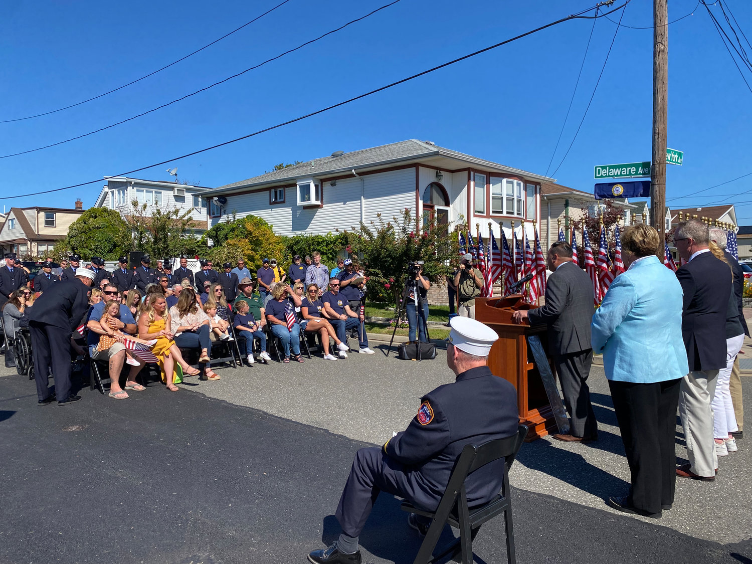 Hempstead Town Councilman Anthony D’Esposito addressed the crowd at the ceremony on Sunday.