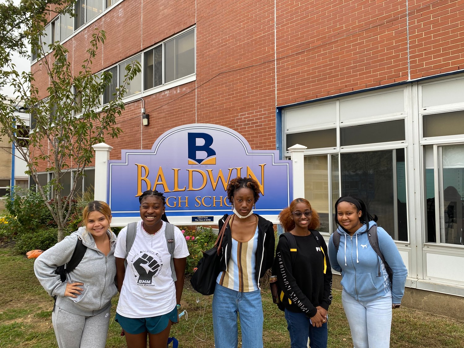 Baldwin High students getting ready to attend their first day of Senior year at Nassau County Community College.