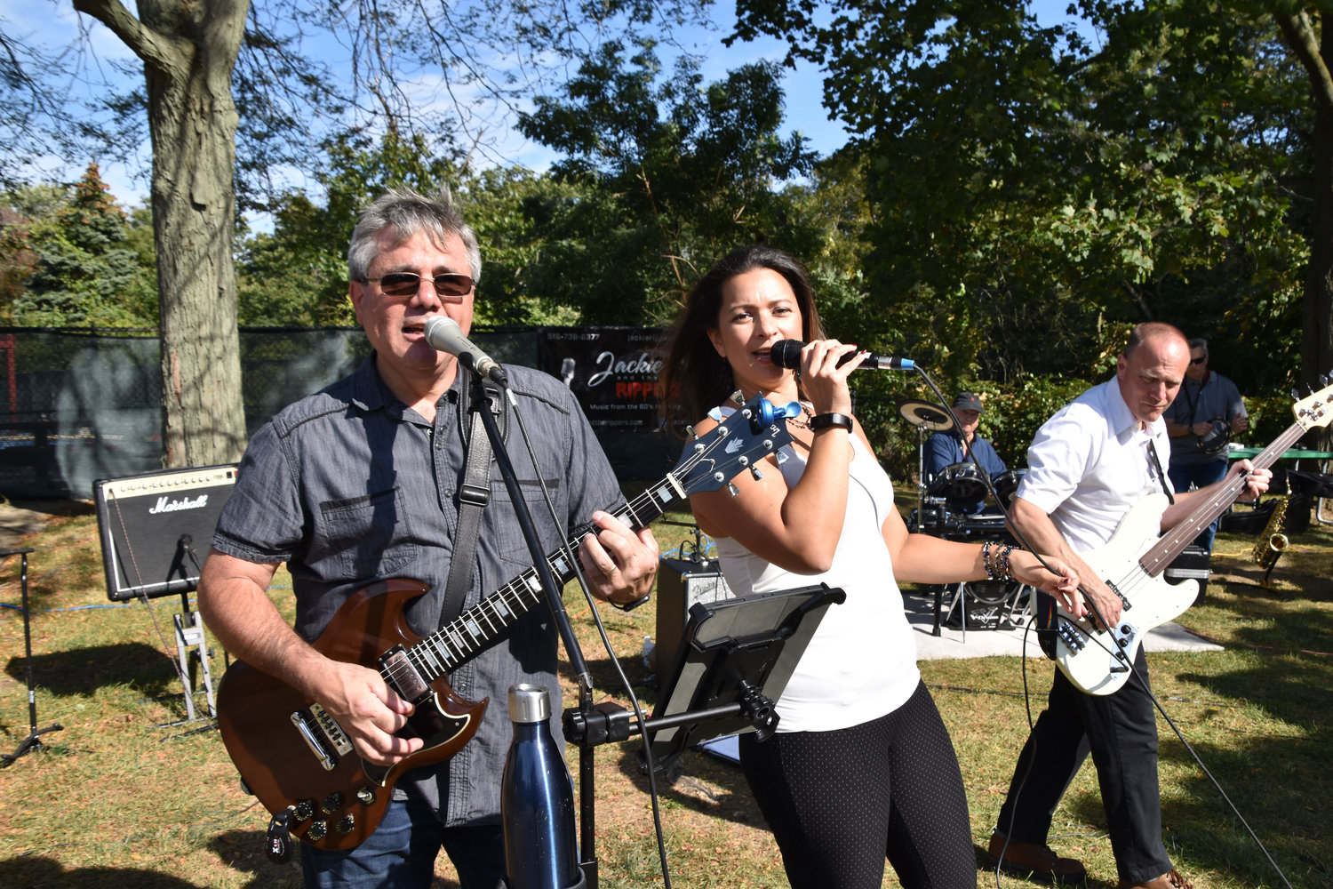 Lead guitarist Donald Melchione, of Stewart Manor, vocalist Jackie Vadala, of Seaford, and bass guitarist Mark Nygren of the cover band Jackie and the Rippers.