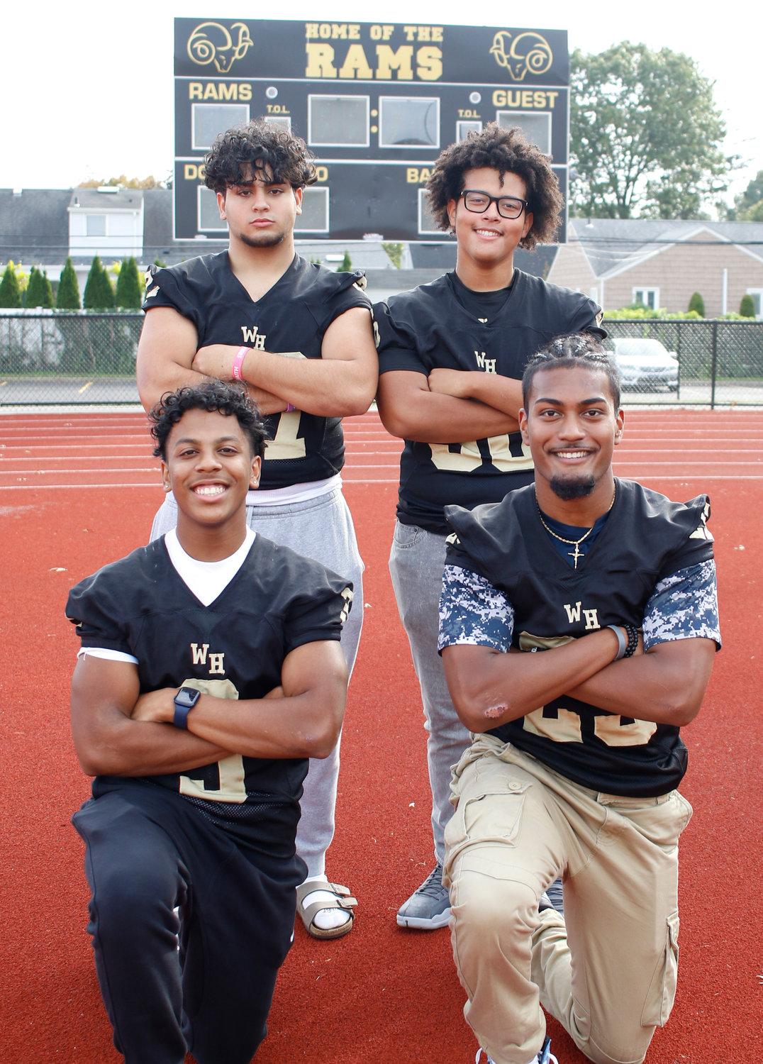 Captains, clockwise from bottom right, Zadrian Budhoo, Corey Pierre, Michael AbiAoun and Mariano Torres will lead the Rams into the Conference IV playoffs.