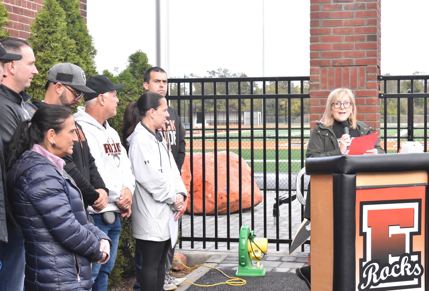 Superintendent Lisa Ruiz thanked everyone who helped prepare the field for the team’s last game of the season.