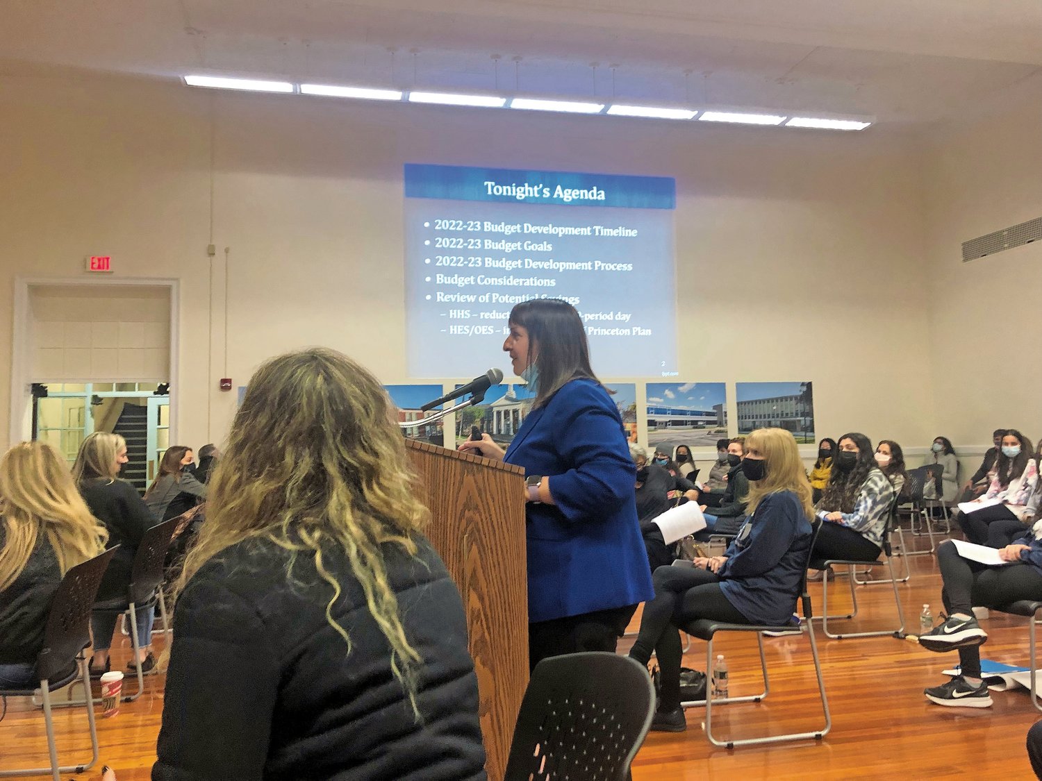 Marie Donnelly, Assistant Superintendent for Business, recapping the Board of Education’s budget presentation, which can be found on the district’s website.