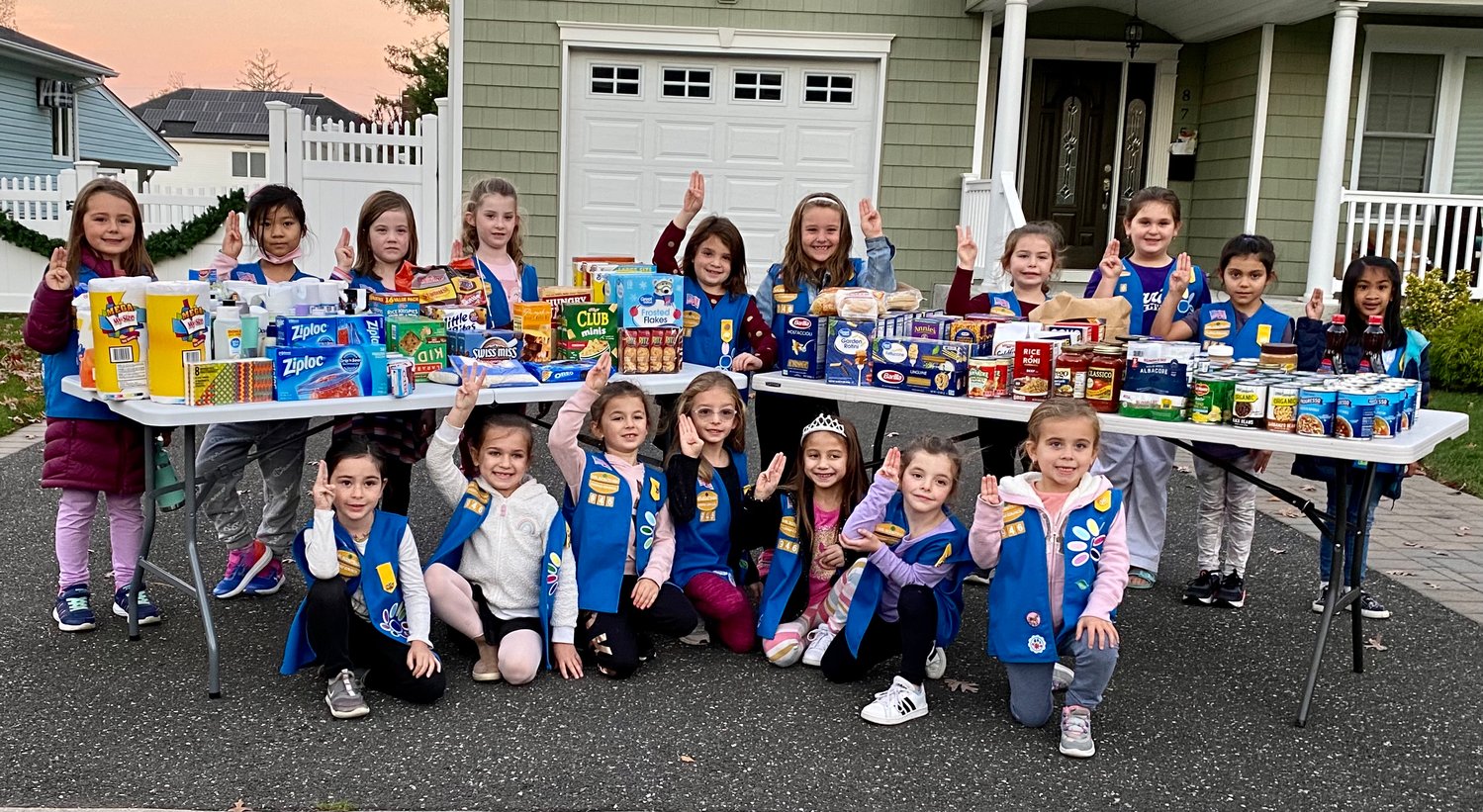 Daisy Troop 946 from John G. Dinkelmyer Elementary School ran a food and supply drive for the Bellmore-Merrick Central High School District’s Community Cupboard.