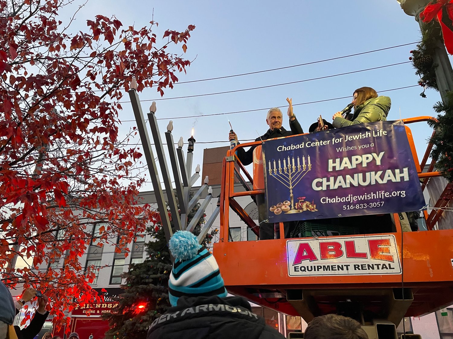 County Executive-elect Bruce Blakeman was given the honor of lighting the shamash, the candle in the center of the menorah.