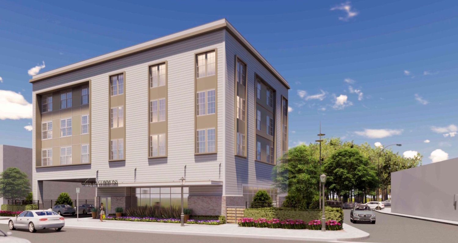 A rendering of the proposed PGD Baldwin Commons affordable housing project at 785 Merrick Road.