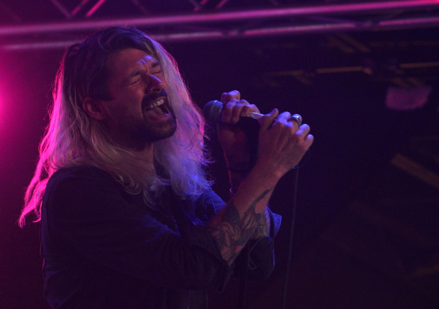 Taking Back Sunday vocalist Adam Lazzara gave his all at a sold-out show at Mulcahy’s Pub and Concert Hall in Wantagh on Dec. 9