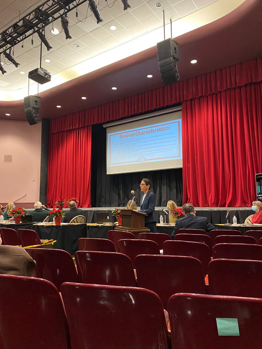 Dr. Kathy Weiss of School Leadership LLC outlined the criteria for the future Rockville Centre schools superintendent and the timeline for the hiring process.