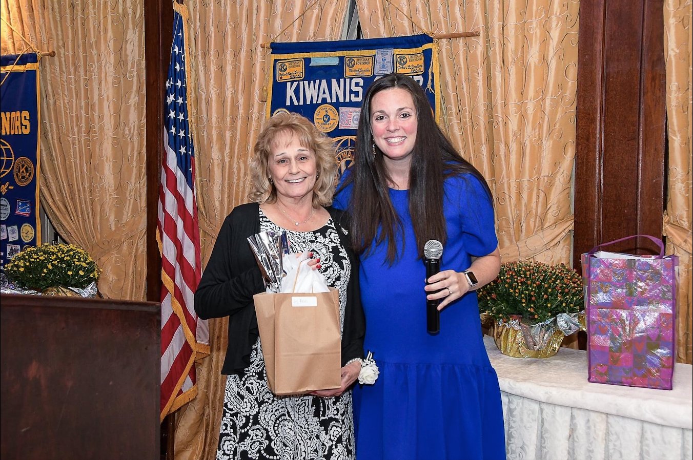 Liz Fries, Kiwanis Club’s Long Island South Central Division lieutenant governor,  left, with Jennifer Reinhardt, the East Meadow Kiwanis president.