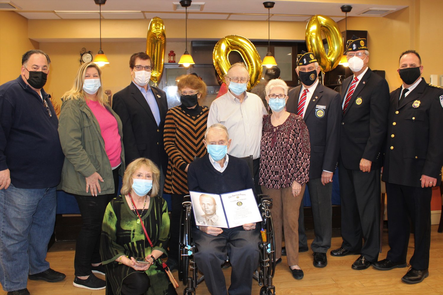 Veterans and elected officials gathered to celebrate the 100th birthday of retired U.S. Marine Col. James S. Knap.