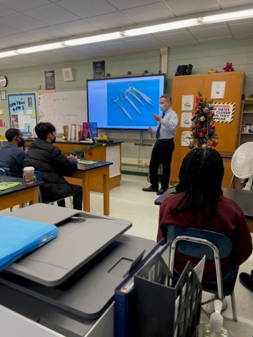 Central graduate Dr. Richard Evans visits the class every three weeks to give the students a different lesson in medicine in the hope that some might go into the field themselves.