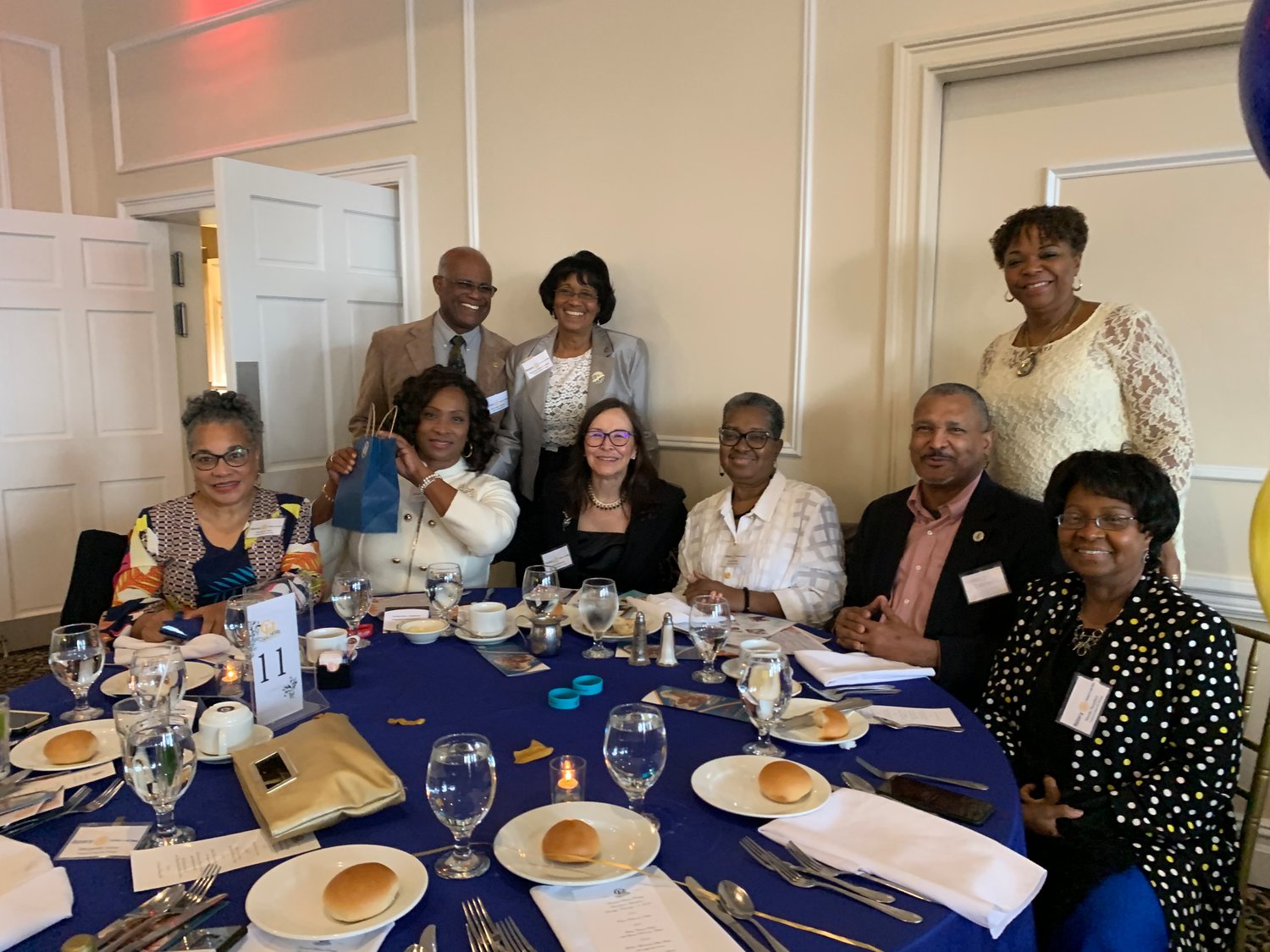 At a Rotary Foundation Luncheon, from left, back row, Eddy Marc-Charles, Florence Marc-Charles, and Margareth Victor. Front row from left, Florence Holly, Dee Dee Harrison, Emily Margulis, Marie Charles, Herold Charles, and Nicole Rosefort.