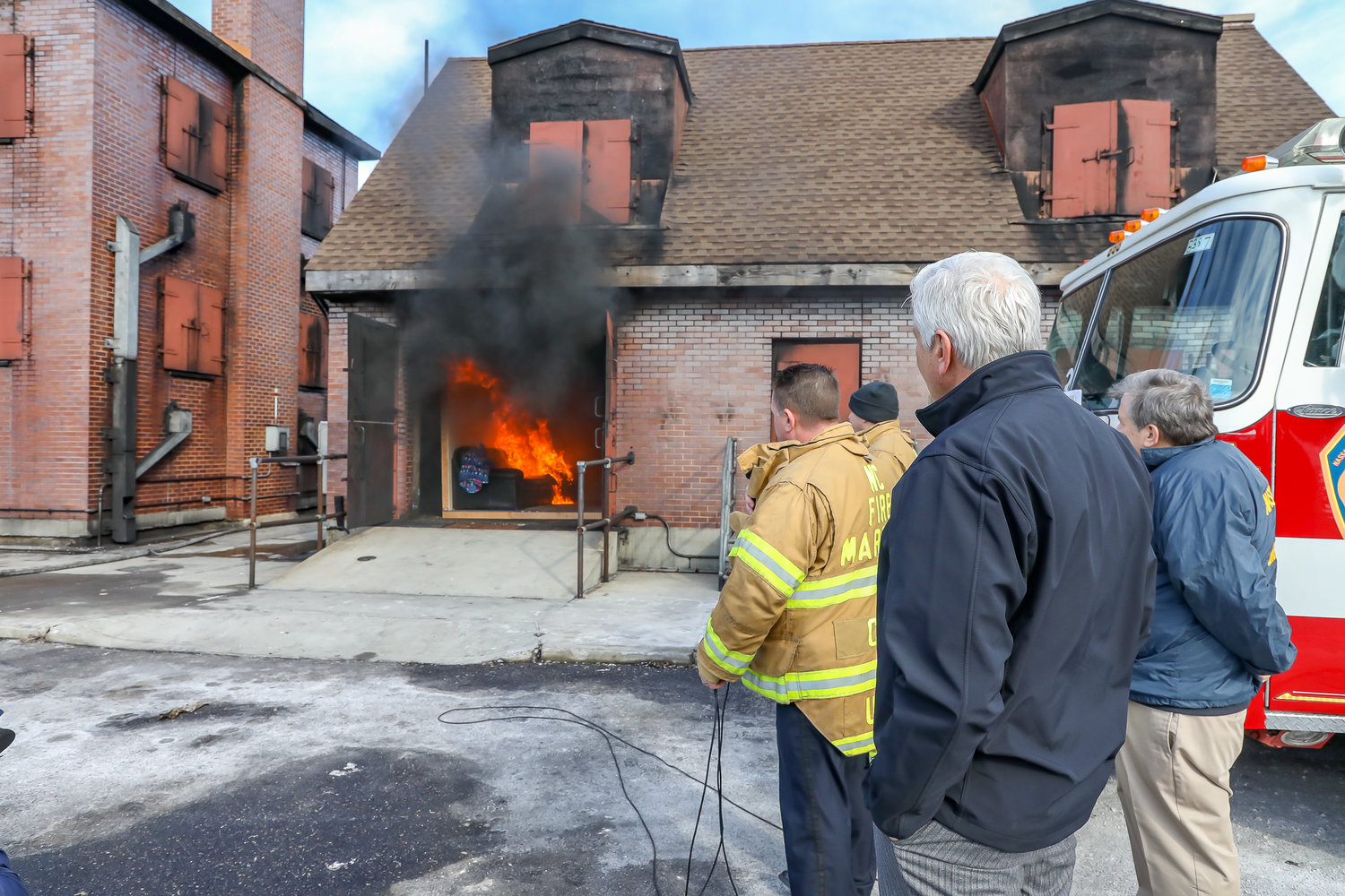 Nassau County Fire Academy officers demonstrated how quickly a fire can ignite from a space heater.