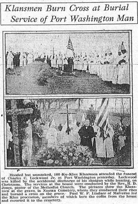 A New York Times article from 1924 identified Lindner as the leader of a procession of Klan members at a funeral.