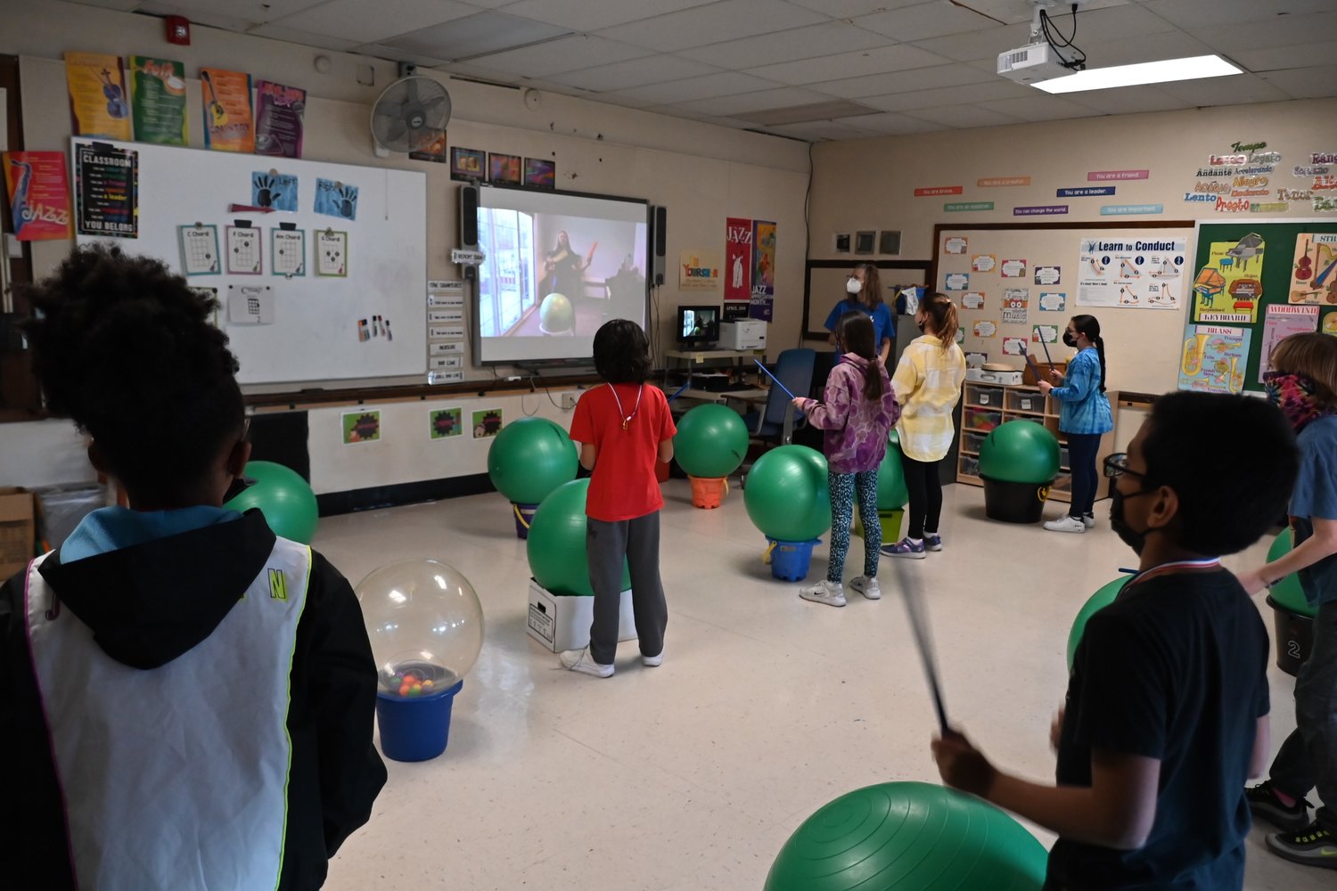 Students practiced their cardio drumming.