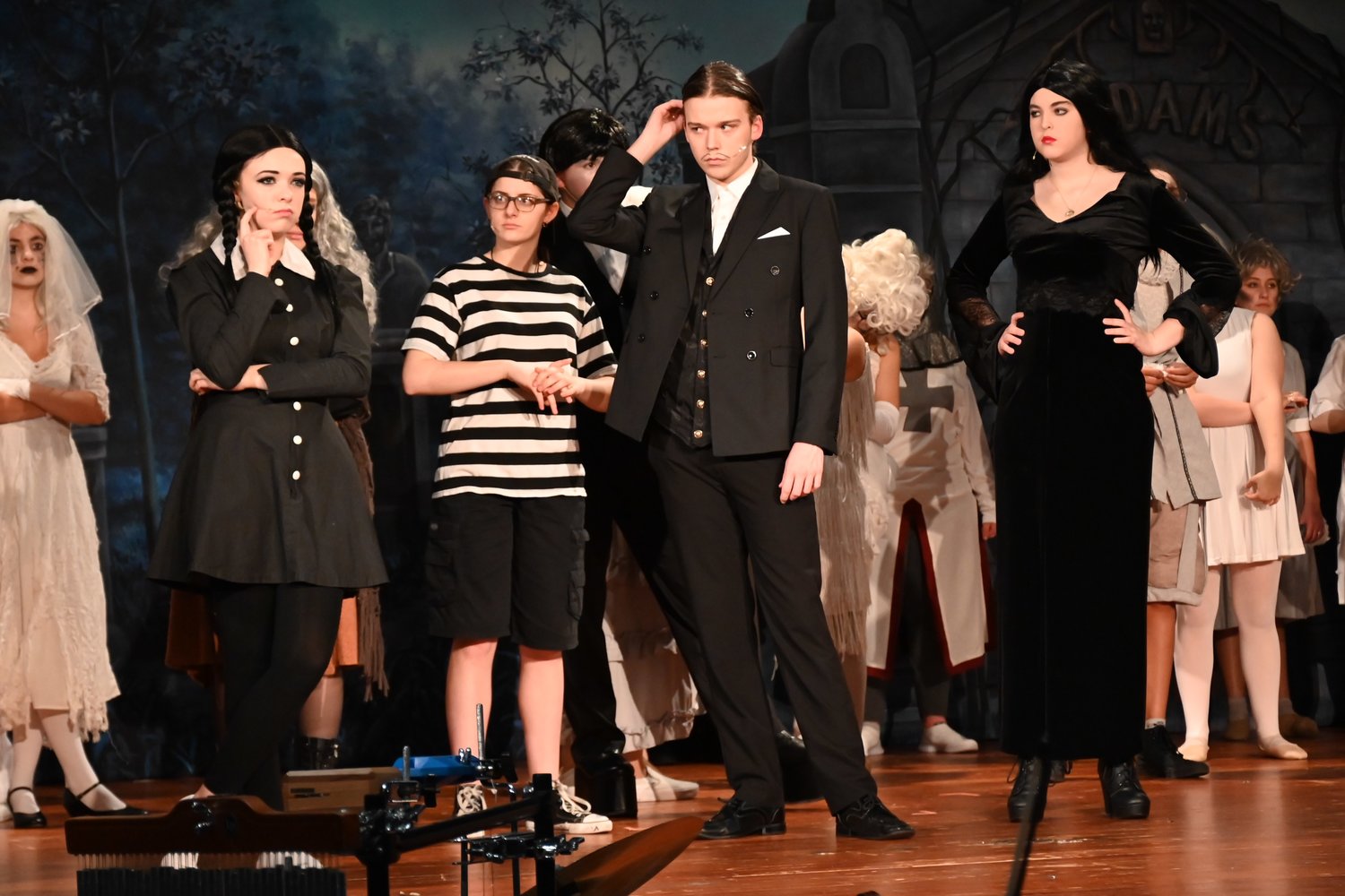 Sammie Fales performed as Wednesday with the Long Beach High School students in “The Addams Family.”