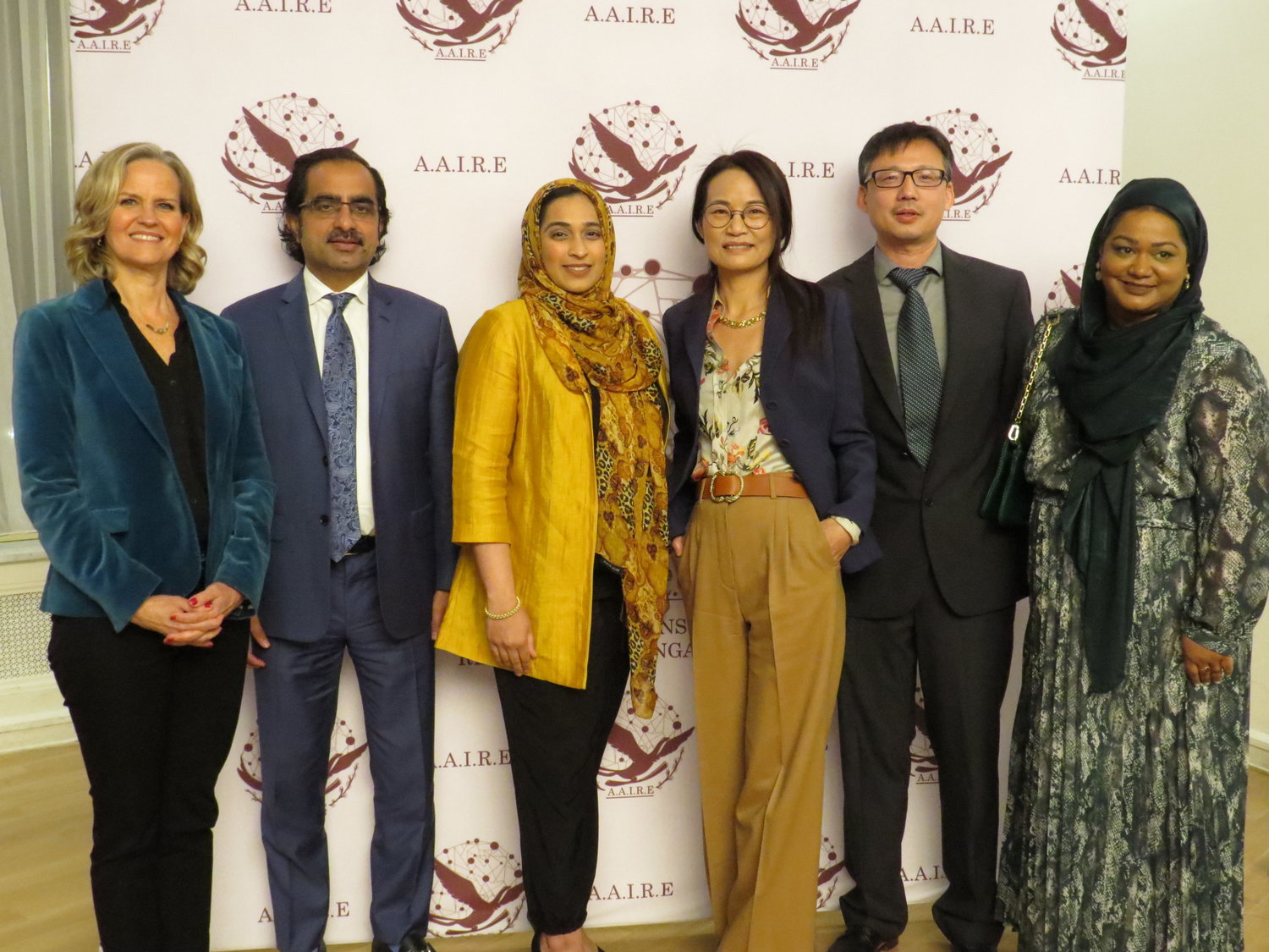 The board of the Asian American Institute for Research and Engagement includes, from left, Laura Curran, Dr. Ijaz Ahmad, Farrah Mozawalla, Cherry Huang, Dawei Zhou and Dr. Sadia Chaudhury.