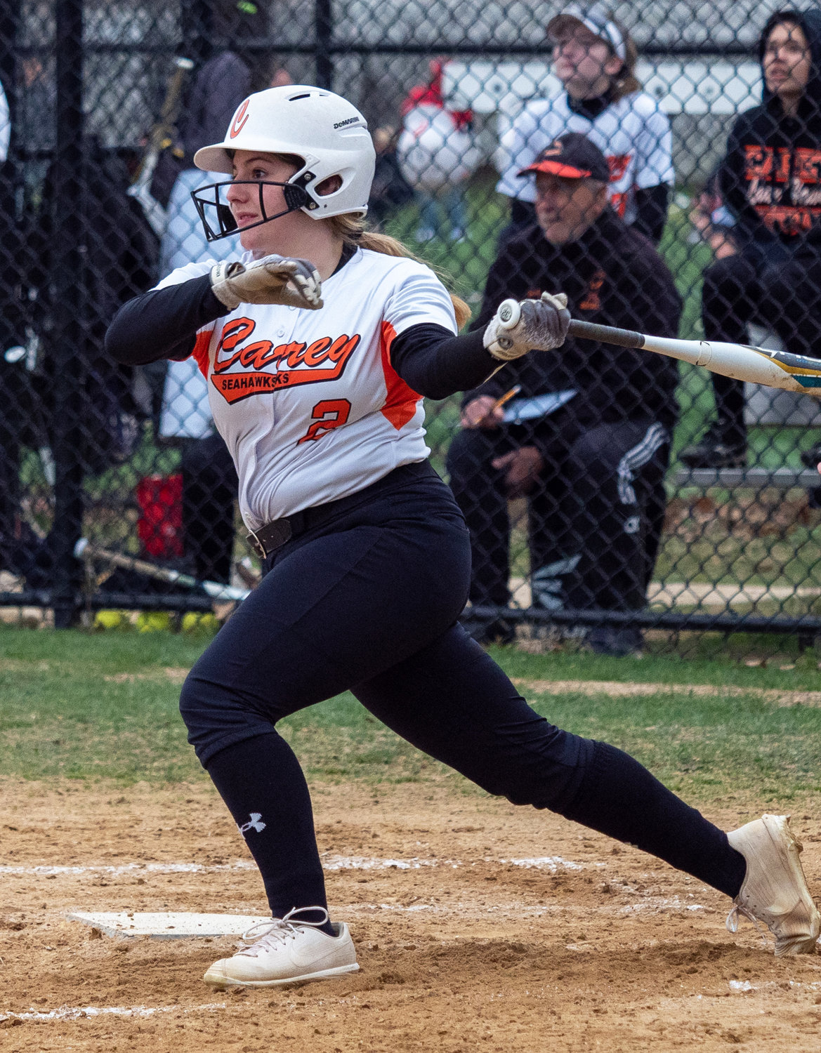 Senior Ava Rigano blasted two homers to help lift the Seahawks over visiting East Meadow, 10-6, on April 5.