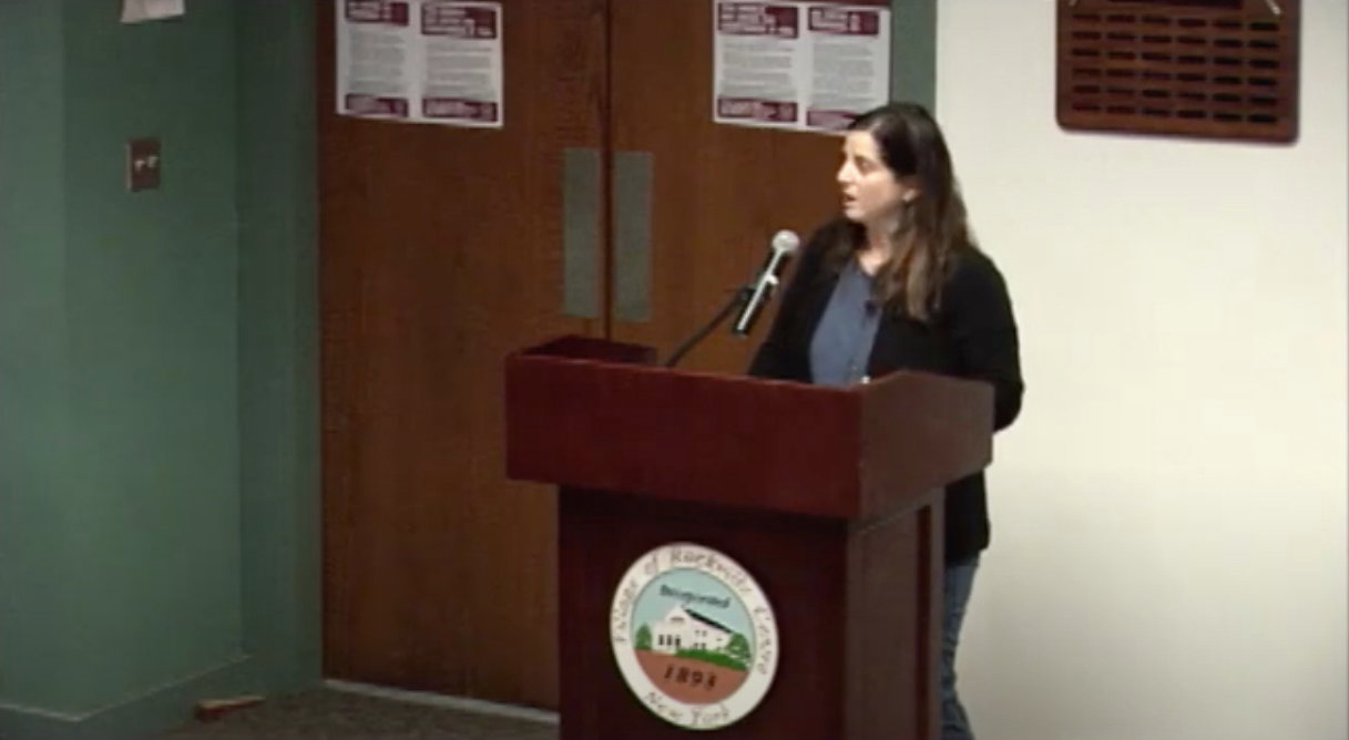 Rockville Centre resident Michelle Galante Zangari is under scrutiny after her comments at the village board meeting on April 4 were perceived as antisemitic. She has since apologized to the Chabad of Rockville Centre.