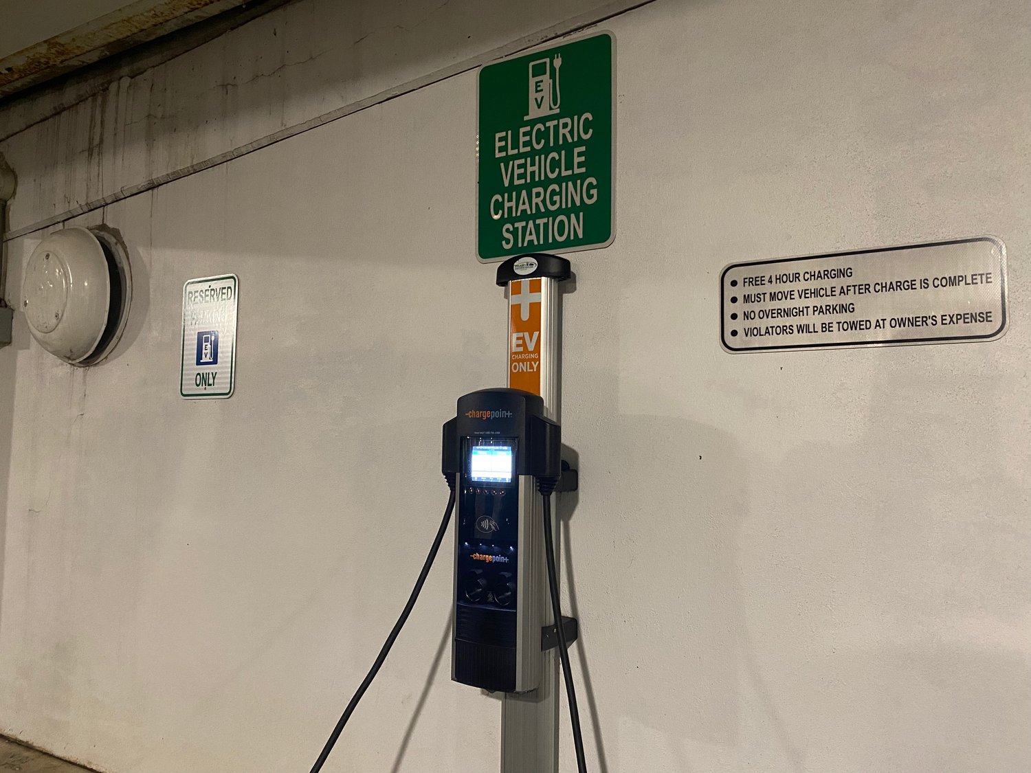 Electric vehicle drivers will now be charged 30-cent per kilowatt hour at the charging stations in Glen Cove’s Downtown Pulaski Street parking garage.