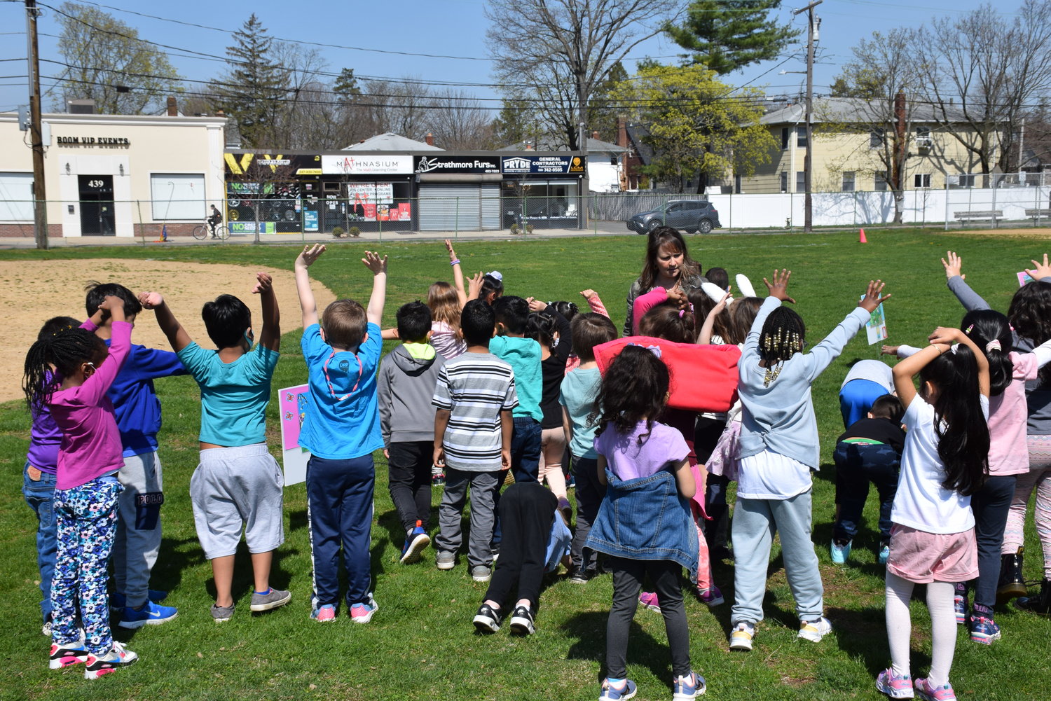 Kindergartners at Chestnut Street School in West Hempstead enjoyed an interactive storybook adventure with a StoryWalk during National Library Week.
