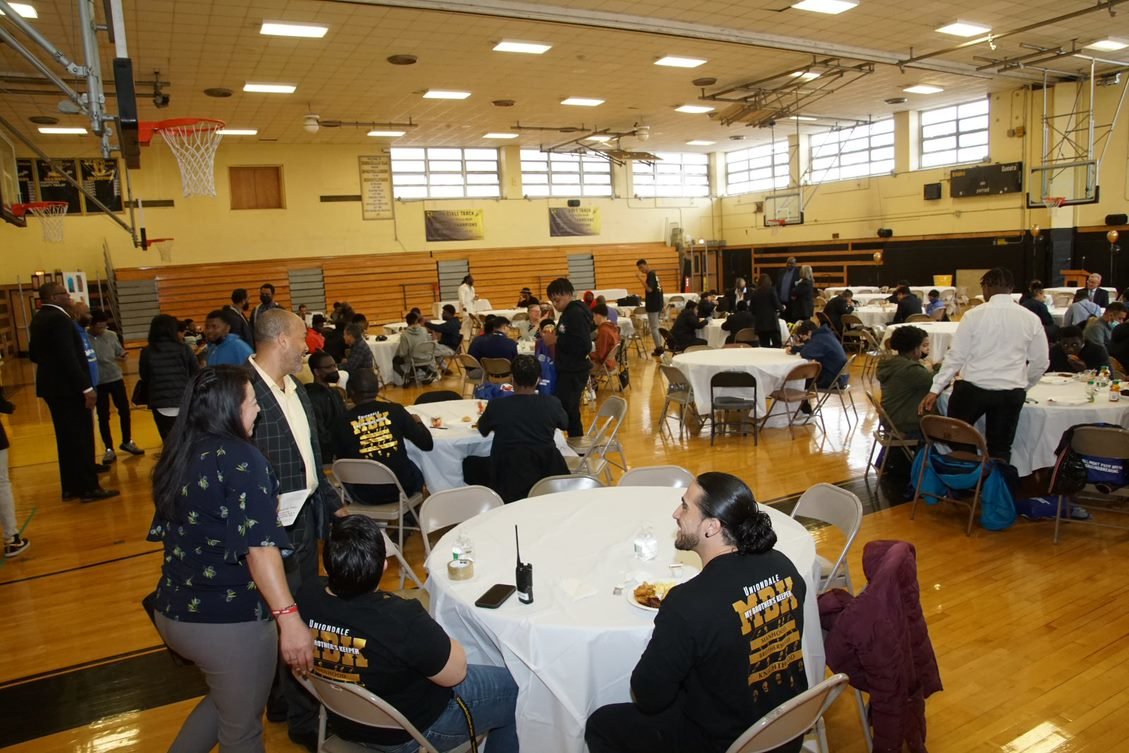 MBK Symposium participants convened for lunch in Uniondale High School’s roomy gym.